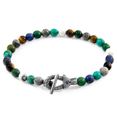 Anchor & Crew Men's Multicoloured Multi-gem Mantaro Silver & Stone Bracelet