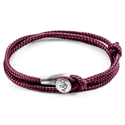Anchor & Crew Men's Pink / Purple Aubergine Purple Dundee Silver & Rope Bracelet