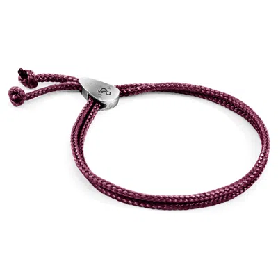 Anchor & Crew Men's Pink / Purple Aubergine Purple Pembroke Silver & Rope Bracelet In Red