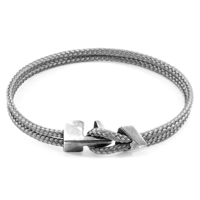 Anchor & Crew Men's Silver / Grey Classic Grey Brixham Silver & Rope Bracelet In White