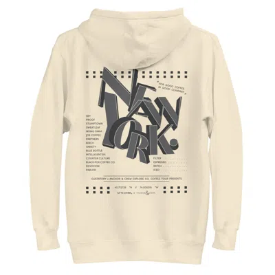 Anchor & Crew Neutrals Bone Gustatory New York Coffee Scene Cotton Blend Embroidered Hoodie - Women In Brown/white