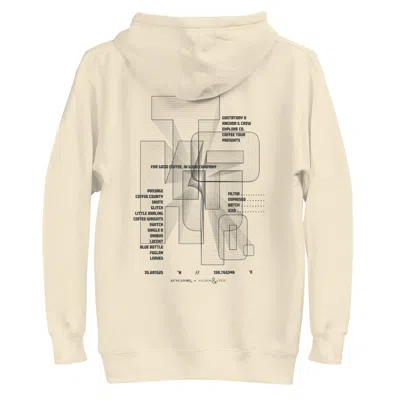Anchor & Crew Neutrals Bone Gustatory Tokyo Coffee Scene Cotton Blend Embroidered Hoodie - Women In Brown/white