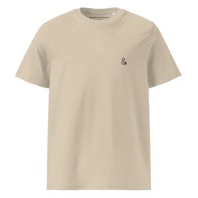 Anchor & Crew Neutrals Desert Dust Ampersand Signature Organic Cotton Embroidered T-shirt - Men In Gold