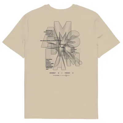 Anchor & Crew Neutrals Desert Dust Gustatory Amsterdam Coffee Scene Organic Cotton Embroidered T-shirt - Men In Brown