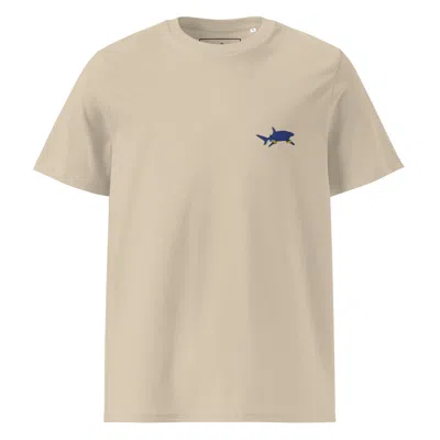 Anchor & Crew Neutrals Desert Dust Shark Gone Swimming In The Wild Organic Cotton Embroidered T-shirt - Men In Brown
