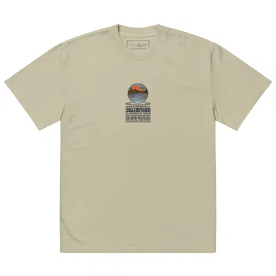 Anchor & Crew Neutrals Faded Eucalyptus Panoramic Peaks Explore Co. Oversized Cotton T-shirt - Women In Green