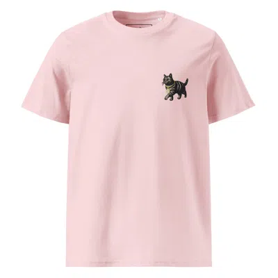 Anchor & Crew Pink / Purple Cotton Pink Cool Cat Actual Life Organic Cotton Embroidered T-shirt - Men In Pink/purple