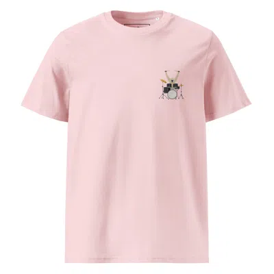 Anchor & Crew Pink / Purple Cotton Pink Drummer Monkey Organic Cotton Embroidered T-shirt - Women In Pink/purple