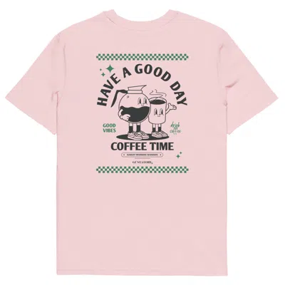 Anchor & Crew Pink / Purple Cotton Pink Gustatory Have A Good Day Organic Cotton Embroidered T-shirt - Women In Pink/purple