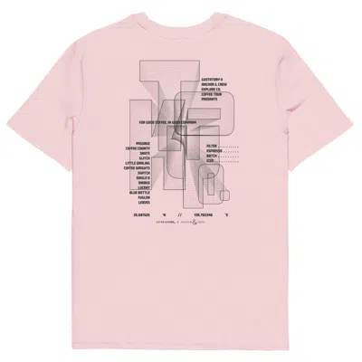 Anchor & Crew Pink / Purple Cotton Pink Gustatory Tokyo Coffee Scene Organic Cotton Embroidered T-shirt - Men In Pink/purple