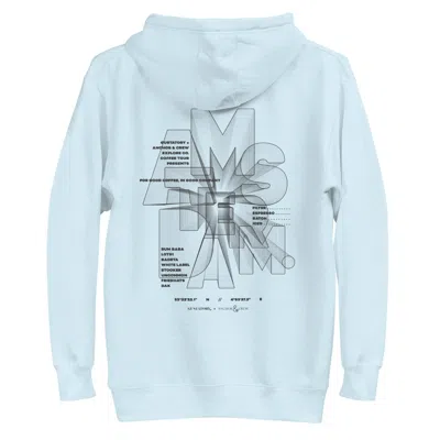 Anchor & Crew Sky Blue Gustatory Amsterdam Coffee Scene Cotton Blend Embroidered Hoodie - Women