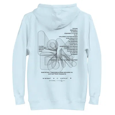 Anchor & Crew Sky Blue Gustatory London Coffee Scene Cotton Blend Embroidered Hoodie - Men