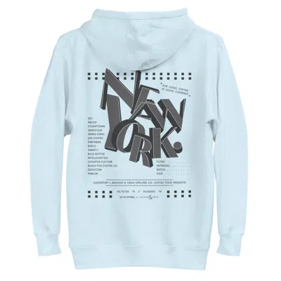 Anchor & Crew Sky Blue Gustatory New York Coffee Scene Cotton Blend Embroidered Hoodie - Men