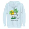 Anchor & Crew Sky Blue Palm Tree Slow Sundays Running Club Cotton Blend Hoodie - Women In Blue