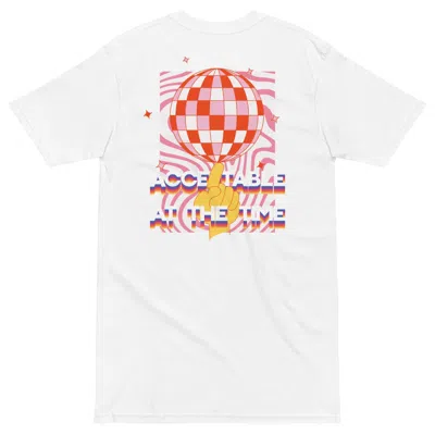 Anchor & Crew White Acceptable At The Time Disco! Cotton Embroidered Oversized T-shirt - Men