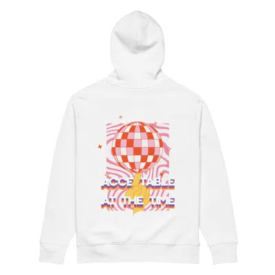 Anchor & Crew White Acceptable At The Time Disco! Organic Cotton Embroidered Heavyweight Hoodie - Women