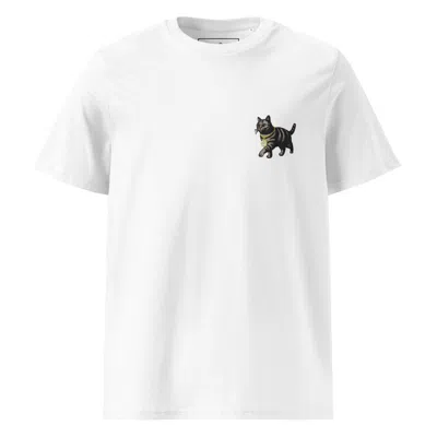 Anchor & Crew White Cool Cat Actual Life Organic Cotton Embroidered T-shirt - Women