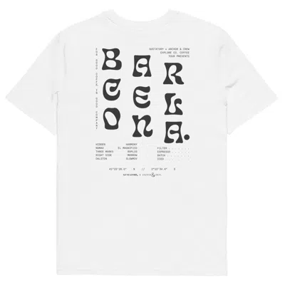 Anchor & Crew White Gustatory Barcelona Coffee Scene Organic Cotton Embroidered T-shirt - Men