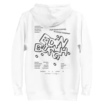 Anchor & Crew White Gustatory Edinburgh Coffee Scene Cotton Blend Embroidered Hoodie - Women