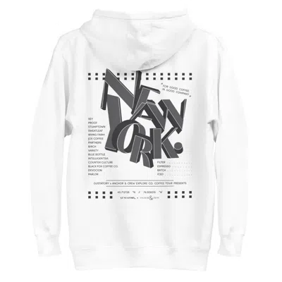 Anchor & Crew White Gustatory New York Coffee Scene Cotton Blend Embroidered Hoodie - Men