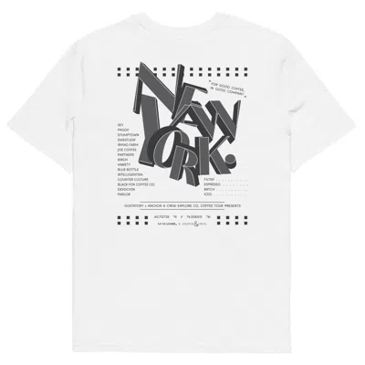 Anchor & Crew White Gustatory New York Coffee Scene Organic Cotton Embroidered T-shirt - Men