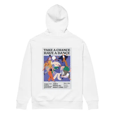 Anchor & Crew White Take A Chance Have A Dance Disco! Organic Cotton Embroidered Heavyweight Hoodie - Women