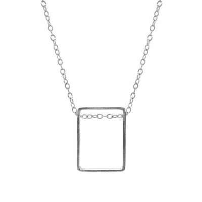 Anchor & Crew Women's Bowen Box Mini Geometric Silver Necklace Pendant In Metallic