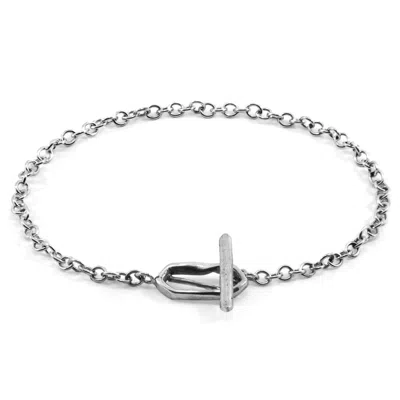 Anchor & Crew Women's Esther Twist Silver Chain T-bar Bracelet In Metallic