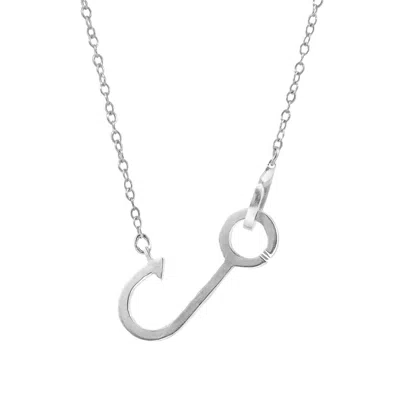 Anchor & Crew Women's Fish Hook Link Paradise Silver Necklace Pendant In Metallic