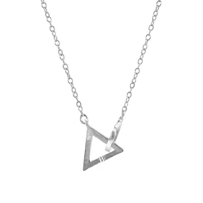 Anchor & Crew Women's Geometric Triangle Link Paradise Silver Necklace Pendant In Metallic