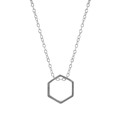 Anchor & Crew Women's Lane Hexagonal Mini Geometric Silver Necklace Pendant In Metallic