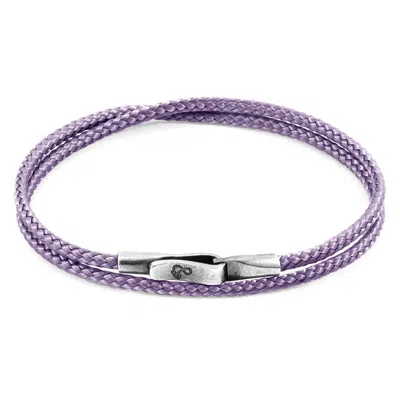 Anchor & Crew Women's Pink / Purple Lilac Purple Liverpool Silver & Rope Bracelet