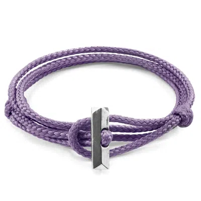 Anchor & Crew Women's Pink / Purple Lilac Purple Oxford Silver & Rope Bracelet