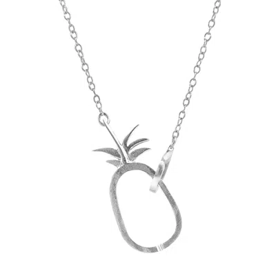 Anchor & Crew Women's Tropical Pineapple Link Paradise Silver Necklace Pendant In Metallic