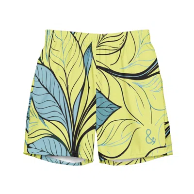 Anchor & Crew Yellow / Orange Exotic Leaves Pattern Recycled Fabric Swim Shorts - Men In Yellow/orange