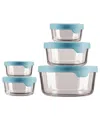 Anchor Hocking 10-pc. Round Glass Round Food Storage Set In Mineral Blue