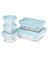 Anchor Hocking 10-piece Locking Lid Food Prep Storage Set In Light Blue Lid