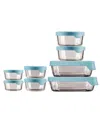 Anchor Hocking 16-pc. Glass Round Food Storage Set In Mineral Blue