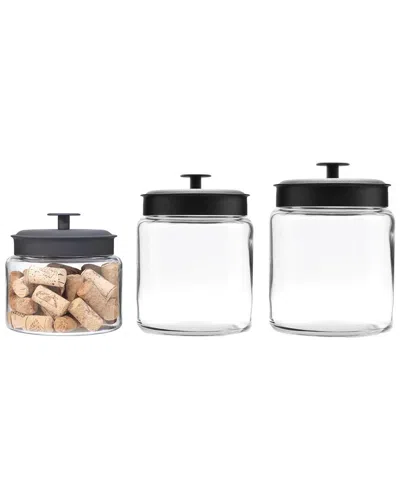 ANCHOR HOCKING ANCHOR HOCKING 3PC MONTANA GLASS CANISTER SET WITH LIDS