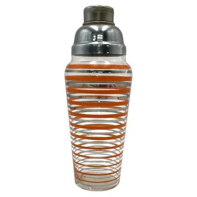 Pre-owned Anchor Hocking Art Deco Cobbler Type Cocktail Shaker By Anchor-hocking In The "rings" Pattern In Brown