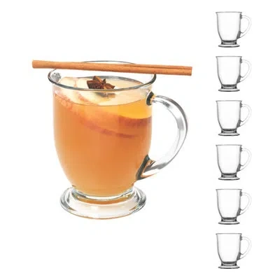 Anchor Hocking Café Glass Coffee Mugs, 16 Oz, Set Of 6 In Clear