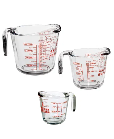 Anchor Hocking Glass 3-piece Measuring Cup Set In Transparent