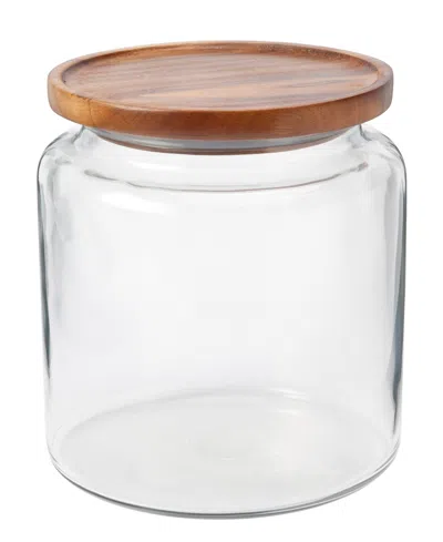 Anchor Hocking Glass 96-oz. Acacia-lid Montana Jar In Clear,natural Wood
