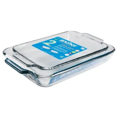 Anchor Hocking Glass Baking Dishes For Oven, 2 Piece Set (2 Qt & 3 Qt Glass Casserole Dishes) In Clear