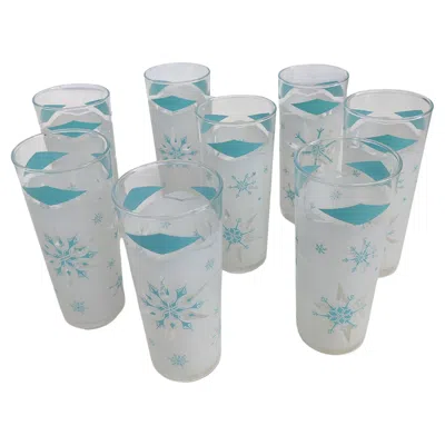Pre-owned Anchor Hocking Mid-century  Atomic Snowflake Glasses Set Of 8 In Gray