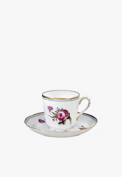 Ancienne M.royale A La Reine Coffee Cup And Saucer In White