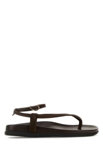 Ancient Greek Dark Brown Leather Sandals