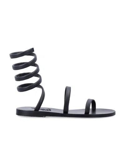 Ancient Greek Elevate Your Evening Look With Flat Gladiator Sandals In Black