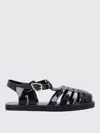 Ancient Greek Black Leather Sandals In Black