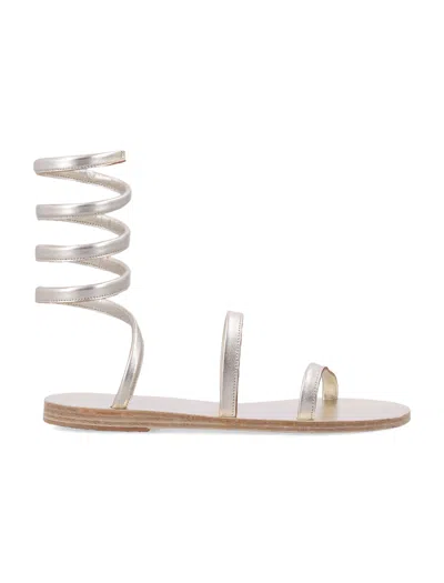 Ancient Greek Elevate Your Evening Look With Signature Gladiator Flat Shoes In Metallic